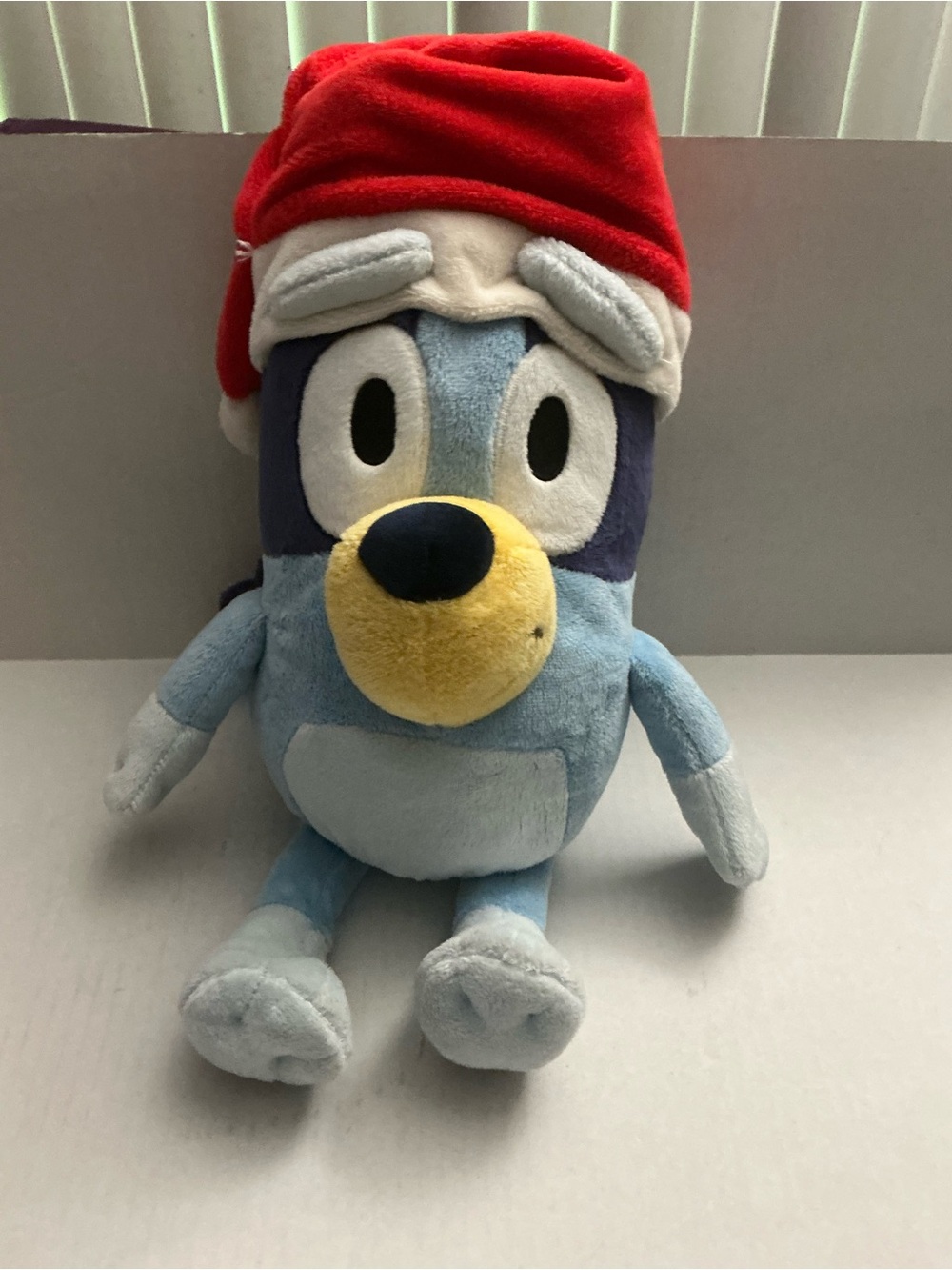 Blue Plush Cartoon Bird with Red Hat